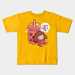 Bobba Milk Tea Girl Kids T-Shirt